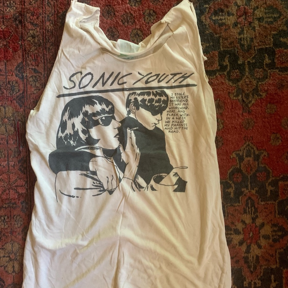 White Graphic Tank Top sonic youth